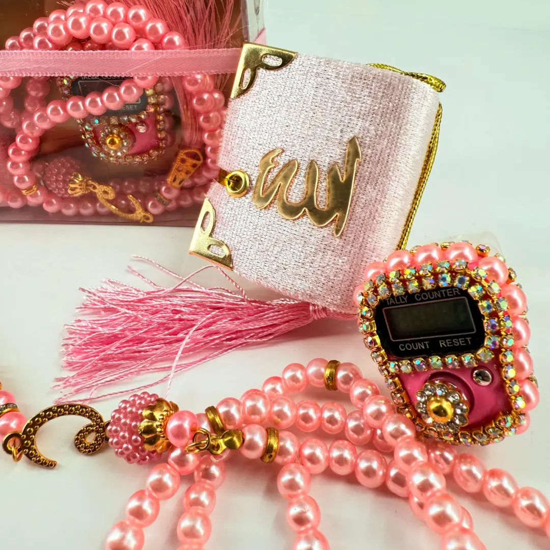 Premium Tasbeeh - Mini Quran Gift Set - Pink - Image 2