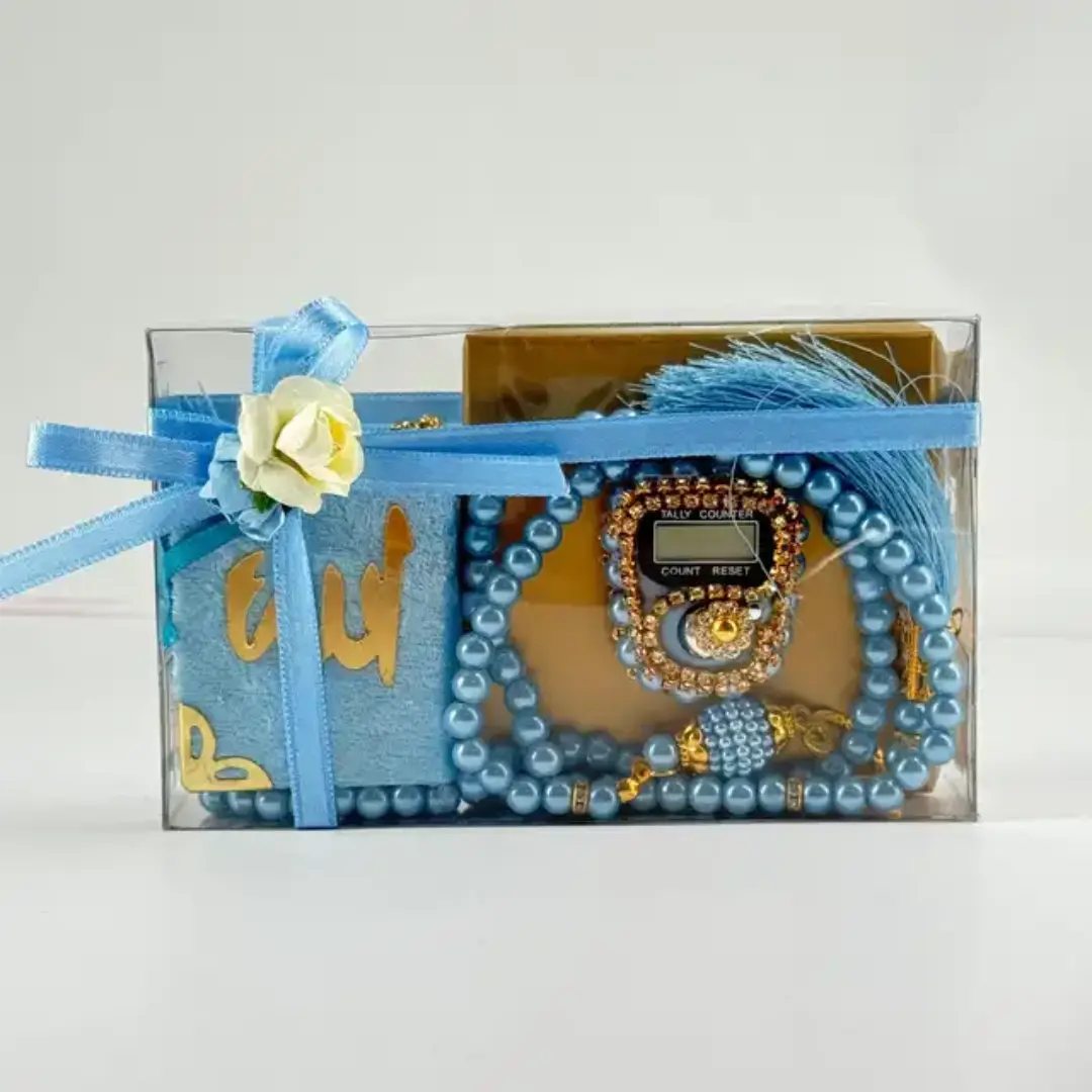 Premium Tasbeeh Mini Quran Gift Set - Blue - Image 2