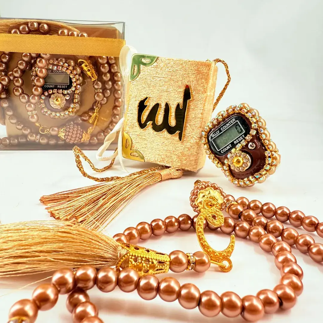 Premium Tasbeeh - Mini Quran Gift Set - Gold - Image 2