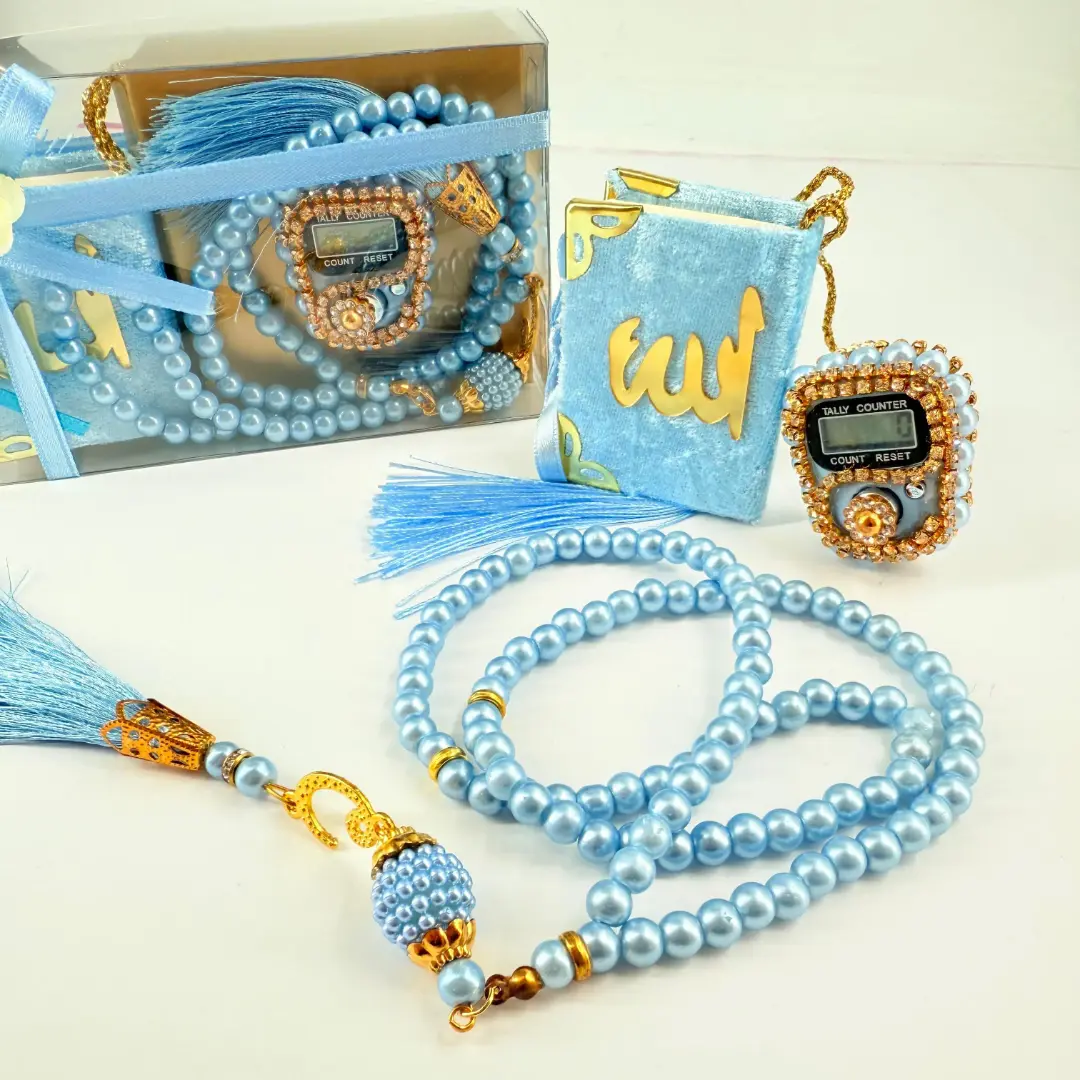 Premium Tasbeeh Mini Quran Gift Set - Blue - Image 3