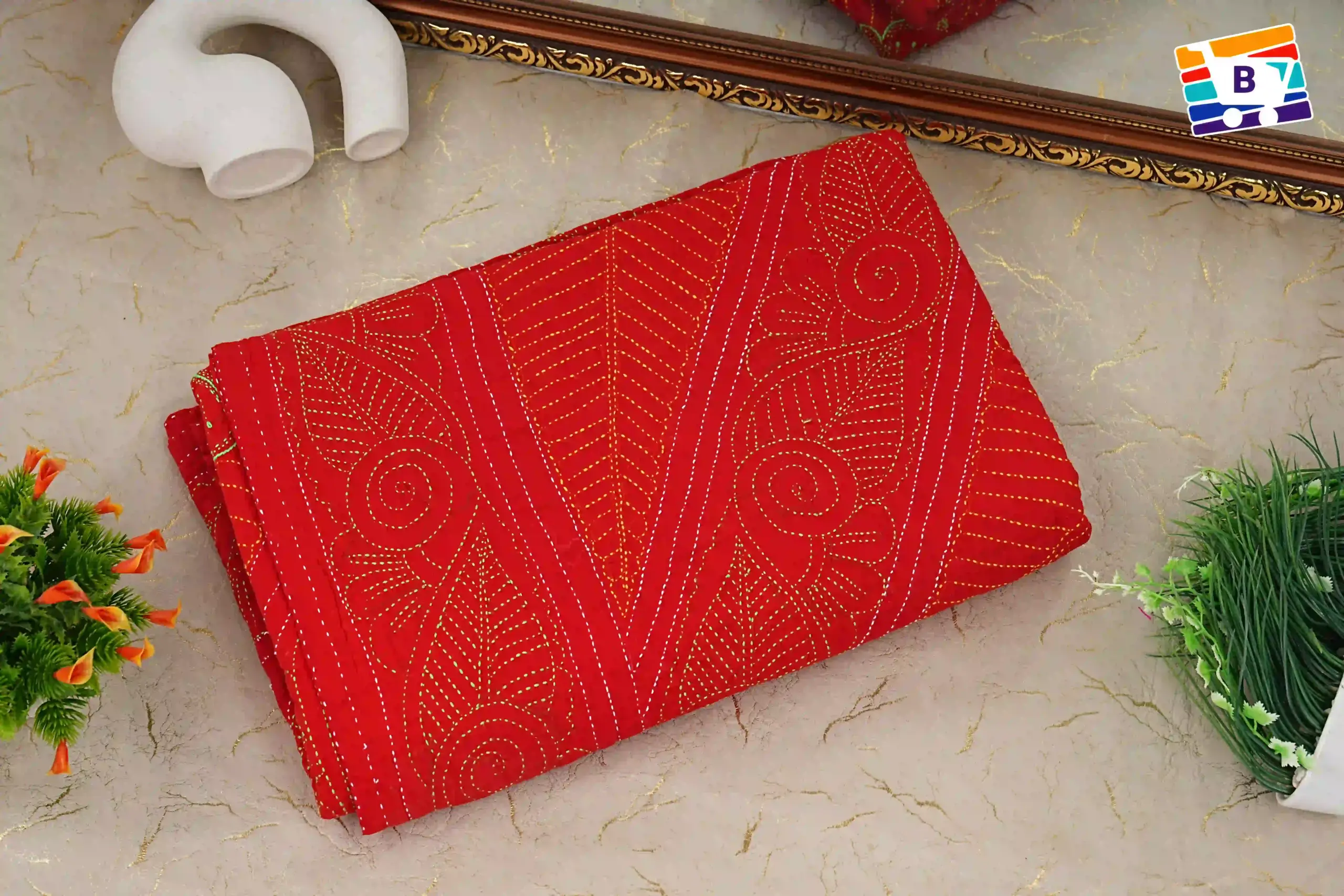 Maroon Nakshi Kantha - Image 2