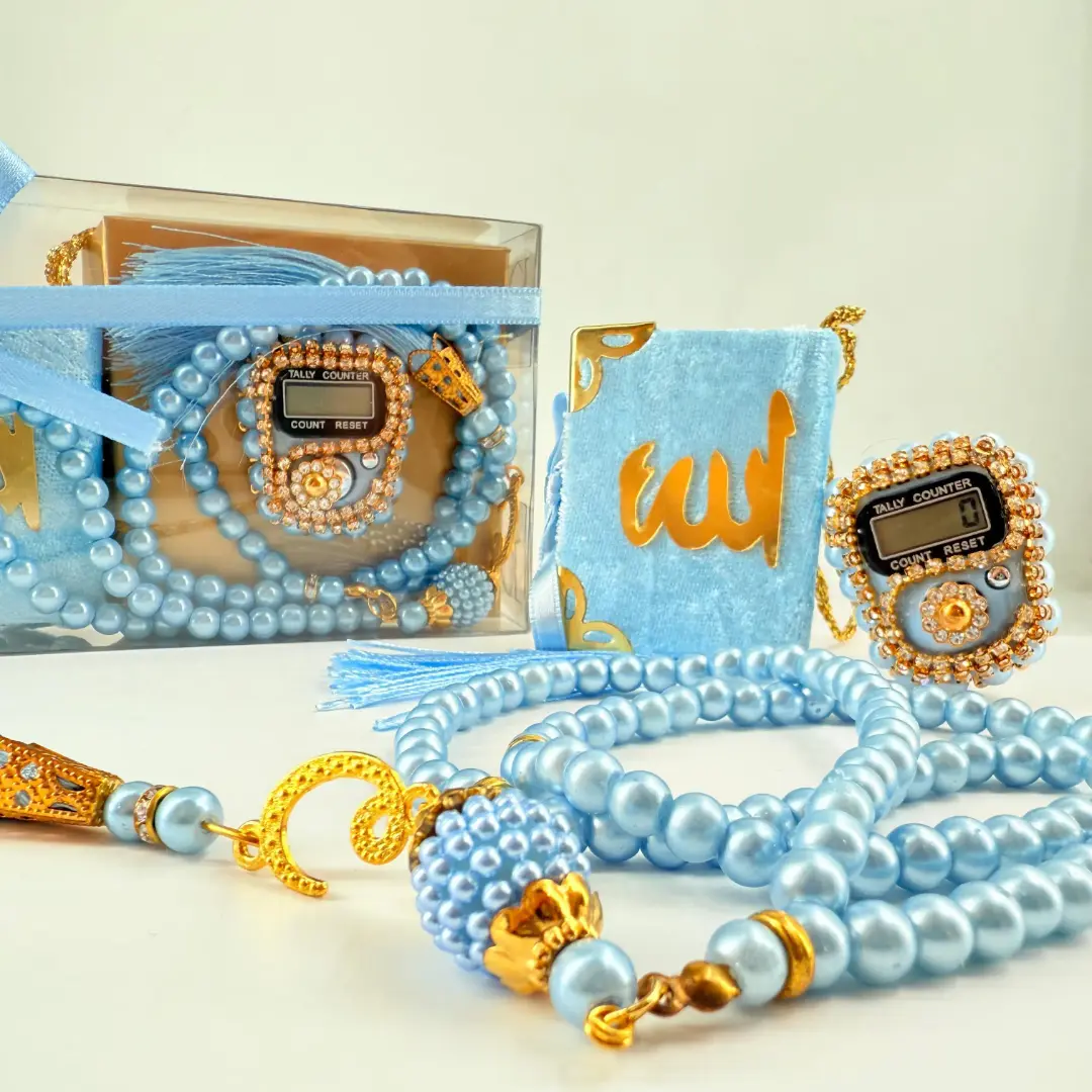 Premium Tasbeeh Mini Quran Gift Set - Blue