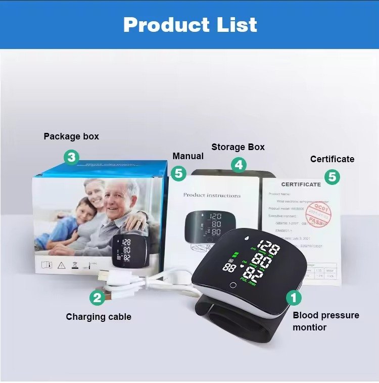 Rechargeable LED Display Wrist Blood Pressure Monitor - Image 2